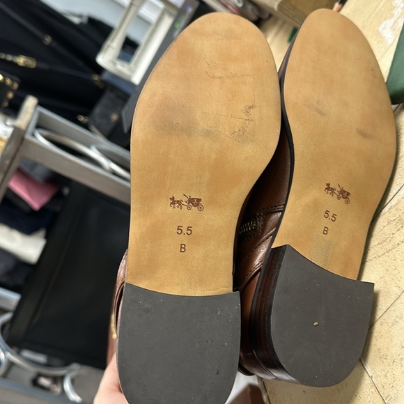 Coach Micha Cheatnut Brown Leather Buckle Riding Boots Size 5.5 Wide Calf - Picture 4 of 10